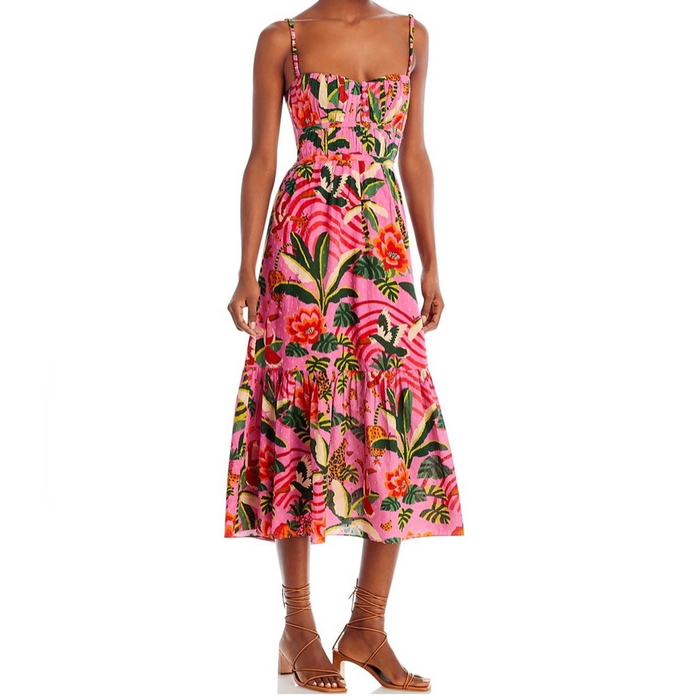 NWT! FARM RIO LEOPARD FOREST MIDI DRESS